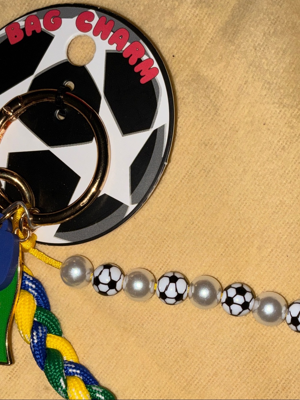 NWT FIFA Brazil Soccer Flag Keychain with BraziL Script Charm - Picture 3 of 3